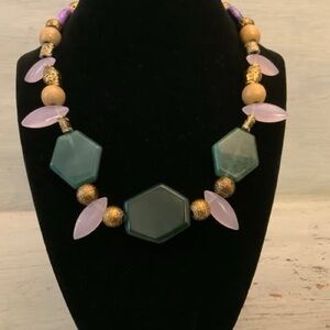 Handmade Beaded Faux Gem Stone Choker Necklace Good Condition